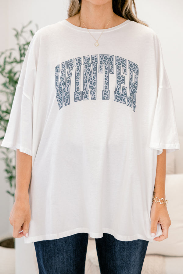 Chic Soul plus size clothing, white short sleeve boyfriend tee with 