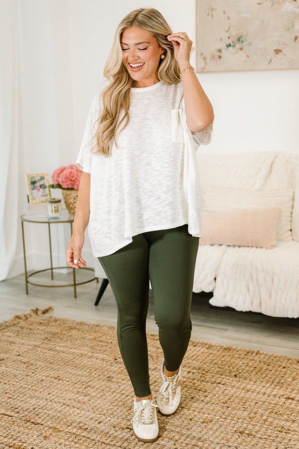 Chic Soul plus size clothing, dark olive stretchy high waisted leggings