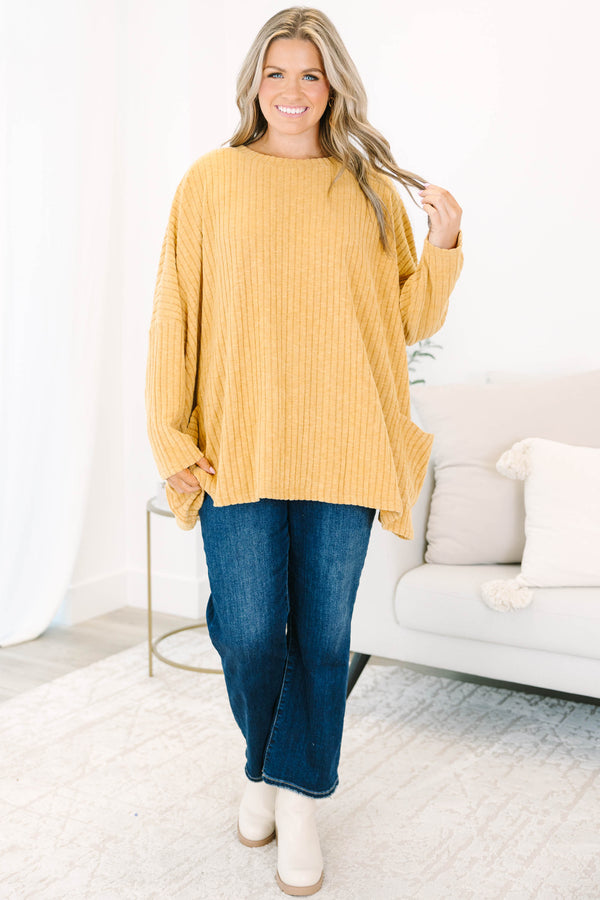 shirt, long sleeve, pockets, flowy, ribbed, longer back, yellow, comfy, fall, winter