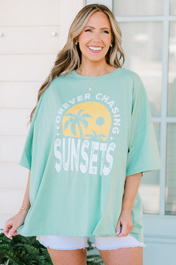 Chic Soul Plus Size clothing, Green Graphic tee with the phrase 