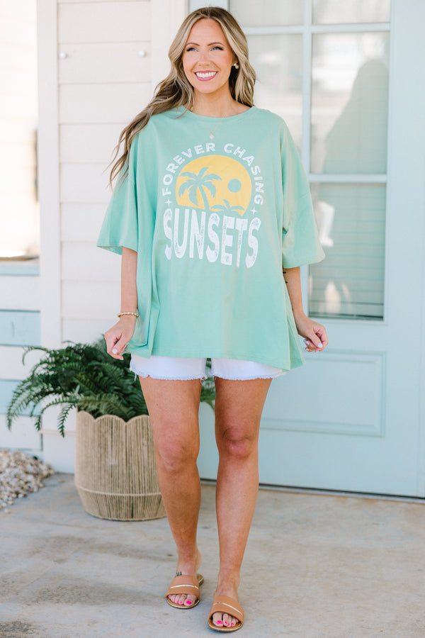 Chic Soul Plus Size clothing, Green Graphic tee with the phrase 