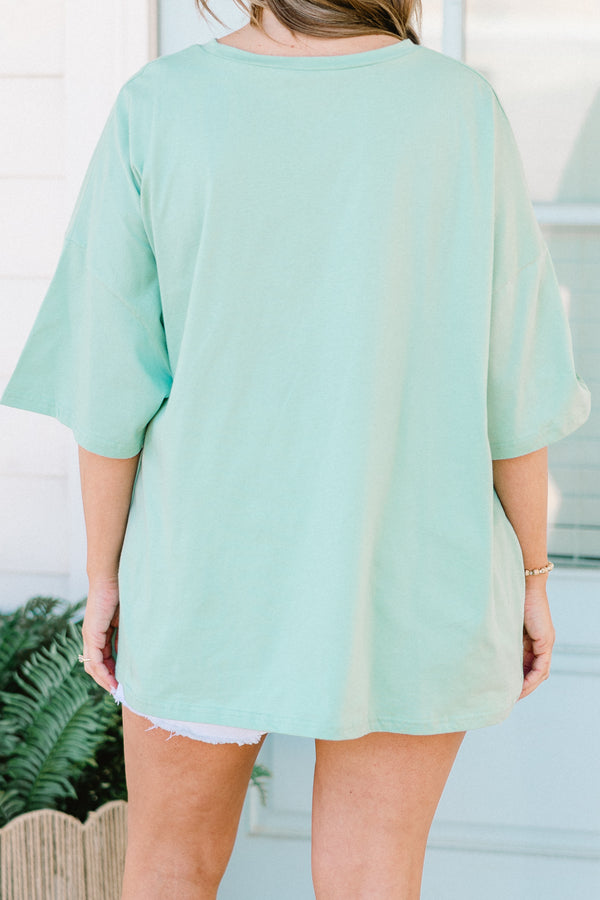 Chic Soul Plus Size clothing, Green Graphic tee with the phrase 