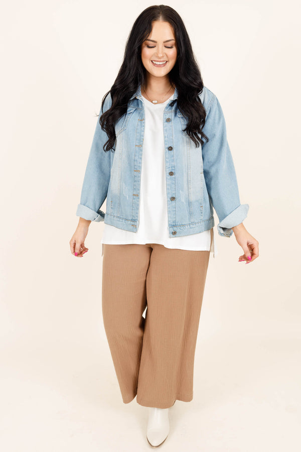 Chic Soul plus size clothing, tan colored flowy paperbag style pants