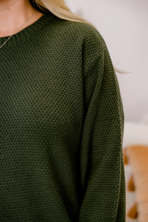 Chic Soul plus size clothing, dark green long sleeve sweater 