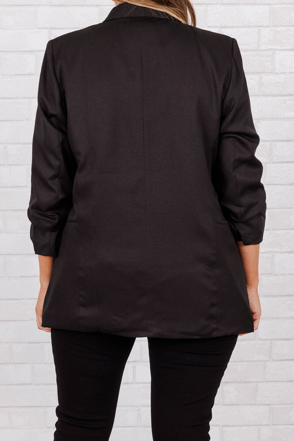 Chic Soul plus size clothing, black long blazer