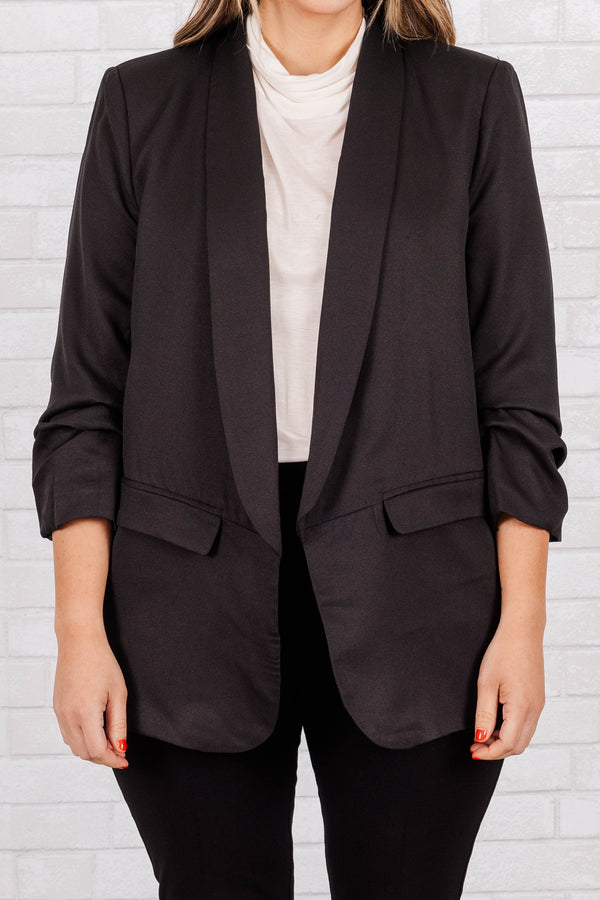 Chic Soul plus size clothing, black long blazer