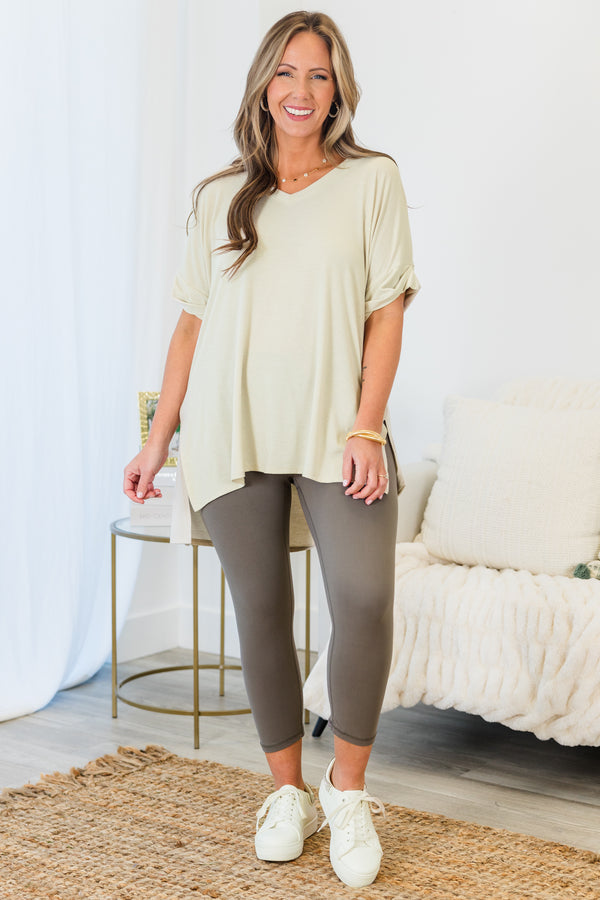 Chic Soul plus size clothing, mid-waisted capri length smoky grey leggings
