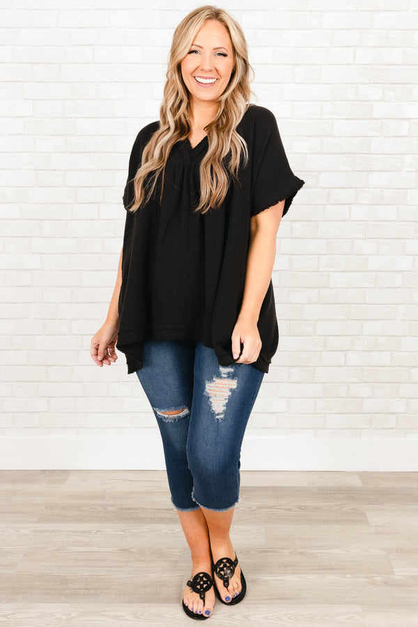 Chic Soul plus size clothing, medium wash distressed denim capris with frayed hemline