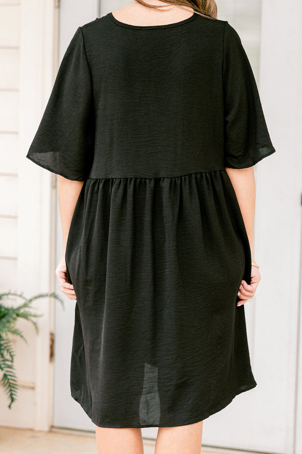 Chic soul plus size clothing, black casual short sleeve dress 