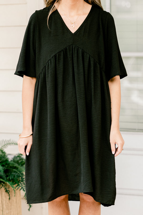 Chic soul plus size clothing, black casual short sleeve dress 