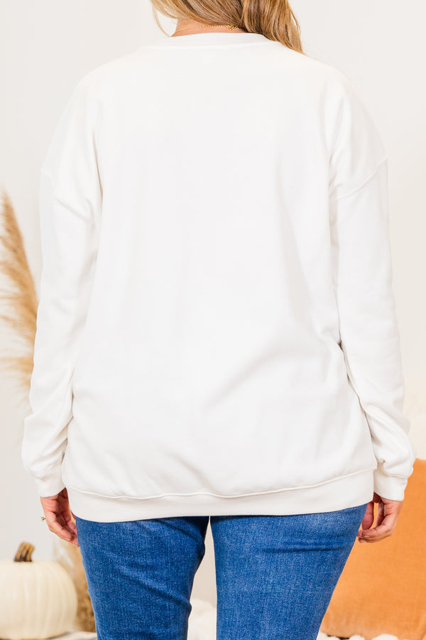 Chic Soul plus size clothing, white long sleeve pullover with 