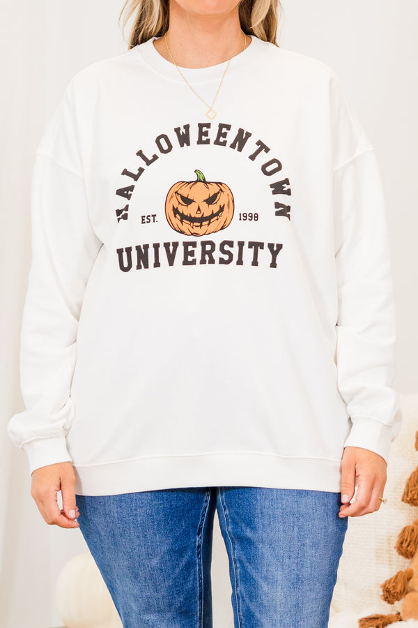Chic Soul plus size clothing, white long sleeve pullover with 