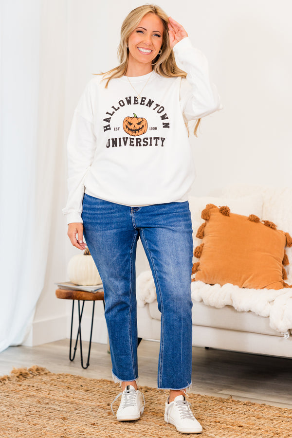 Chic Soul plus size clothing, white long sleeve pullover with 