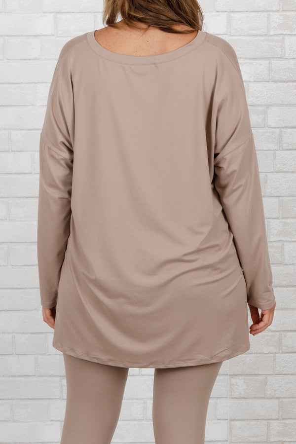 Chic Soul plus size clothing, ash mocha stretchy top and leggings lounge set