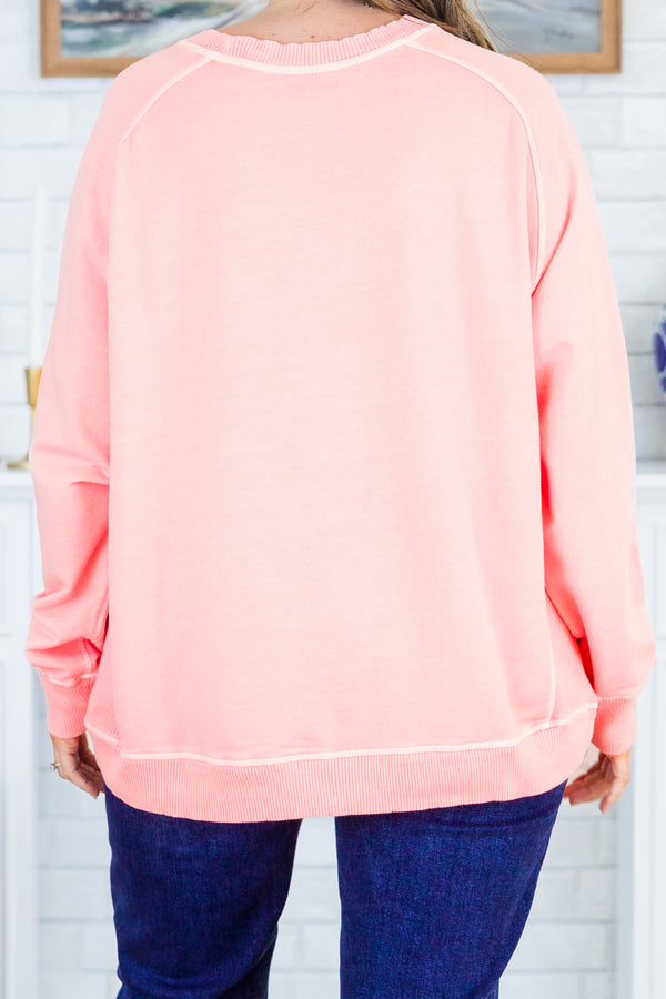 Chic Soul plus size clothing, long-sleeve dark pink pullover sweatshirt with crew-neckline
