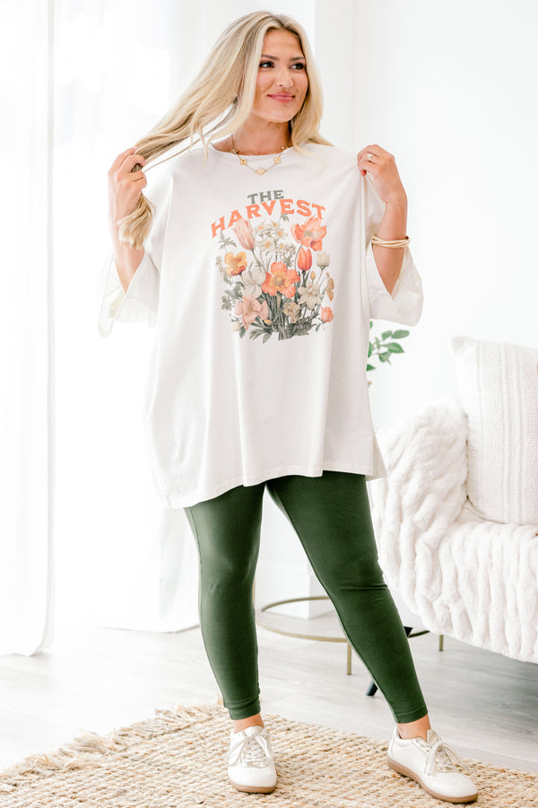 Chic Soul plus size clothing, off-white half sleeve boyfriend graphic tee with 