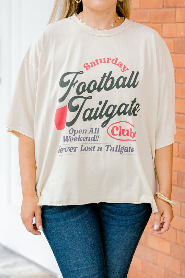 Chic Soul plus size clothing, sand colored tee with words 