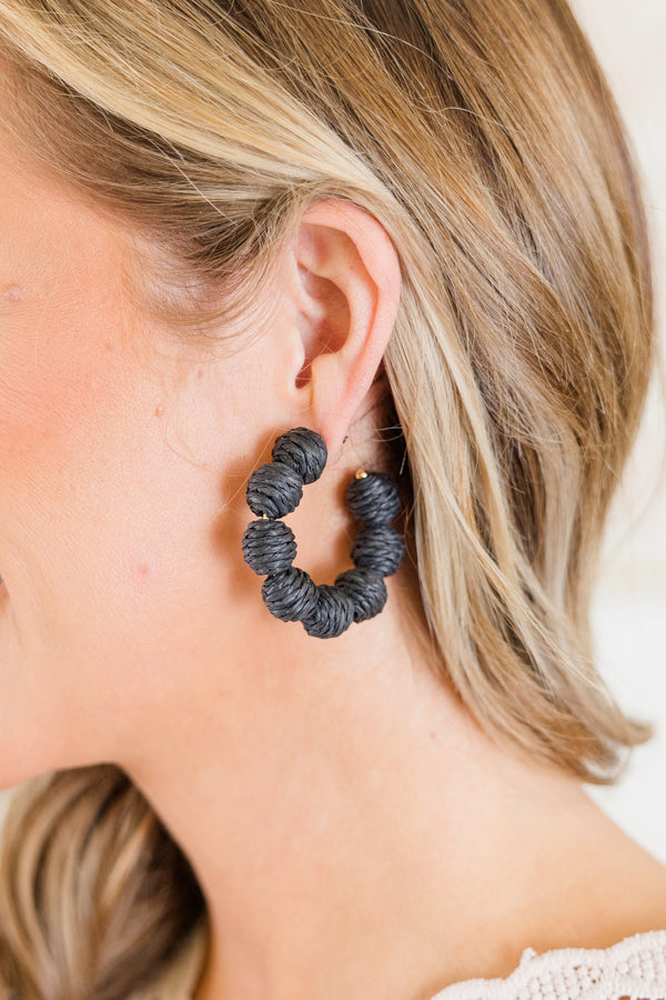 Chic Soul plus size clothing, black woven bubble hoops with gold accents