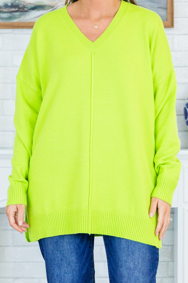 Chic Soul plus size clothing, lime green knitted sweater top
