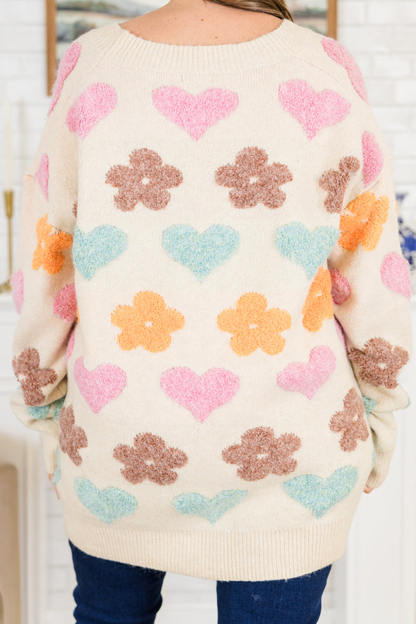 In Love With Life And You Cardigan, Beige