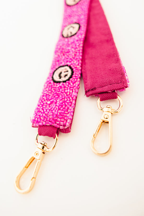 Chic Soul plus size clothing, pink beaded strap with smiley face pattern