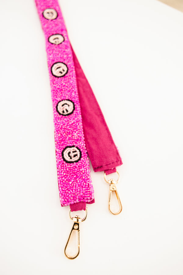 Chic Soul plus size clothing, pink beaded strap with smiley face pattern
