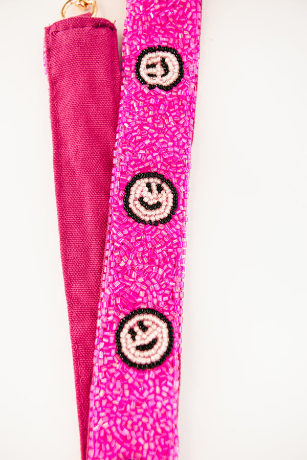 Chic Soul plus size clothing, pink beaded strap with smiley face pattern
