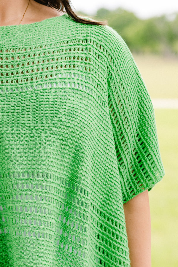 Chic Soul Plus size clothing, green short sleeve sweater top 
