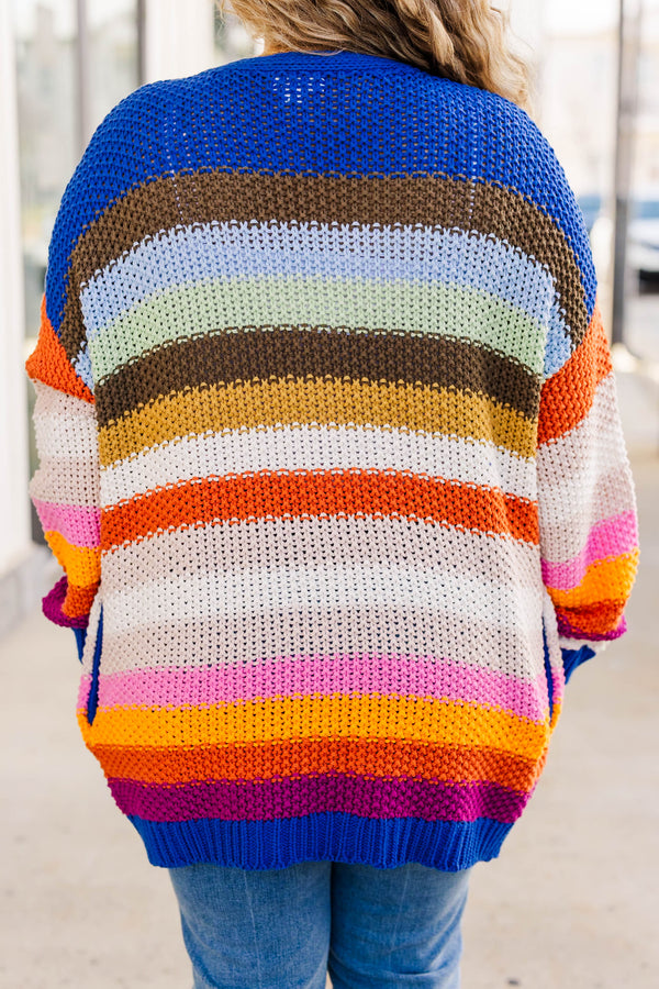 Chic Soul plus size clothing, multi color striped knit open front cardigan