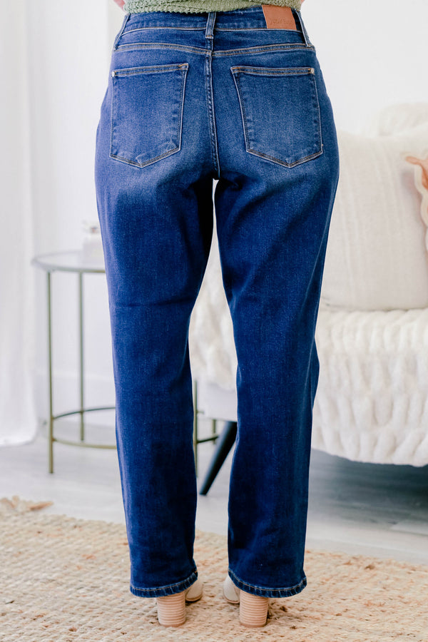 Chic Soul plus size clothing, medium wash high rise slightly flared jeans with a finished hem