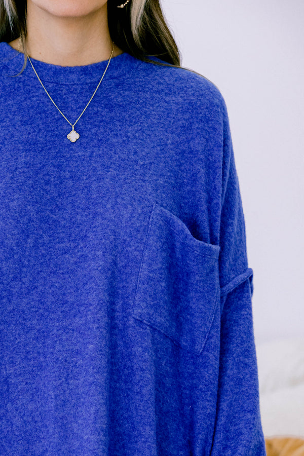 Chic Soul plus size clothing light navy brushed hacci material oversized sweater