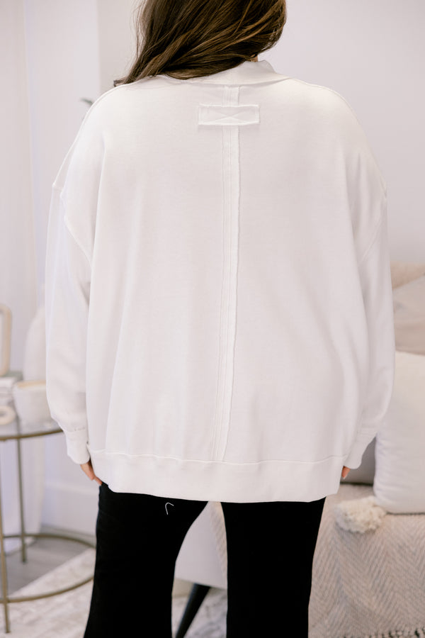Chic Soul plus size clothing, ivory long sleeve mock neck top with 