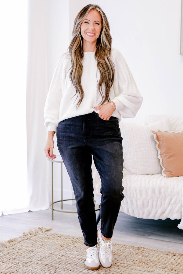 Chic Soul plus size clothing, black skinny leg jeans with a finished hem
