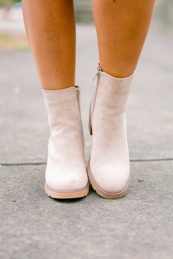 Chic Soul plus size clothing, light tan high heel ankle booties