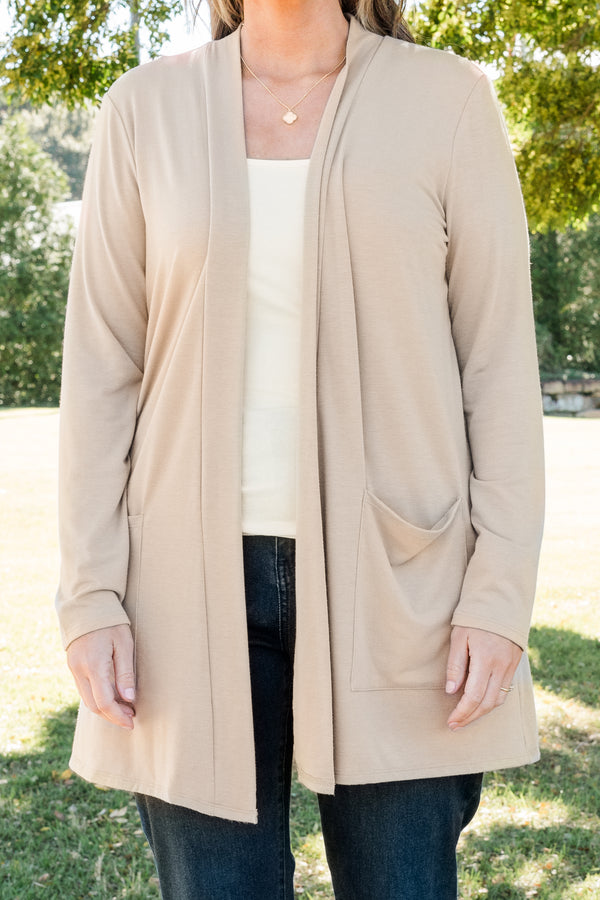 Chic Soul plus size clothing, ash mocha cardigan with pockets