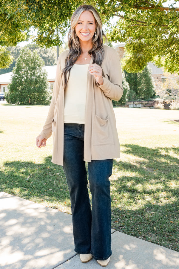 Chic Soul plus size clothing, ash mocha cardigan with pockets