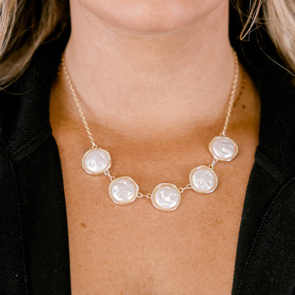 Chic Soul plus size clothing, gold chain necklace with pearl coins 