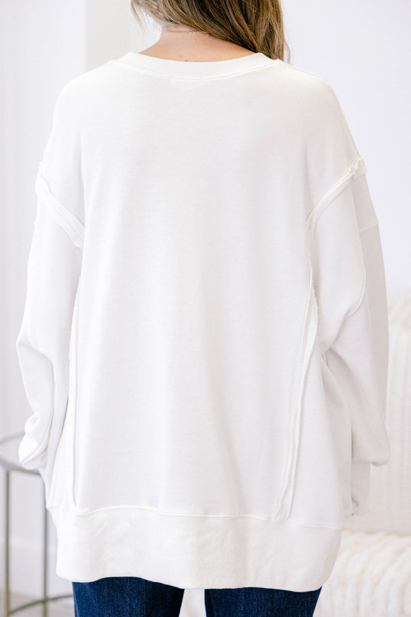 Chic Soul plus size clothing, white long sleeve crew neck sweatshirt with a leopard print bow graphic