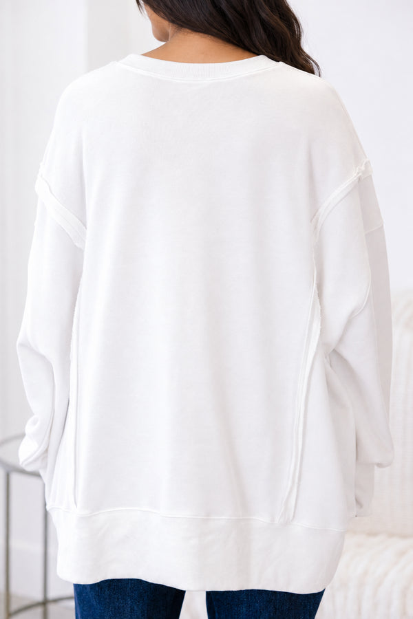 Chic Soul plus size clothing, white long sleeve crew neck sweatshirt with a leopard print bow graphic