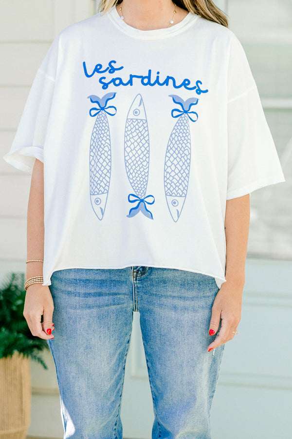 Chic Soul plus size clothing, white half sleeve tee with text that says 