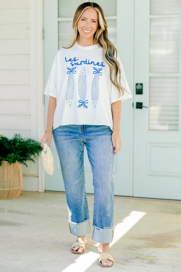Chic Soul plus size clothing, white half sleeve tee with text that says 