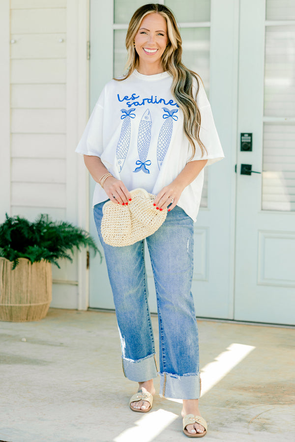 Chic Soul plus size clothing, white half sleeve tee with text that says 