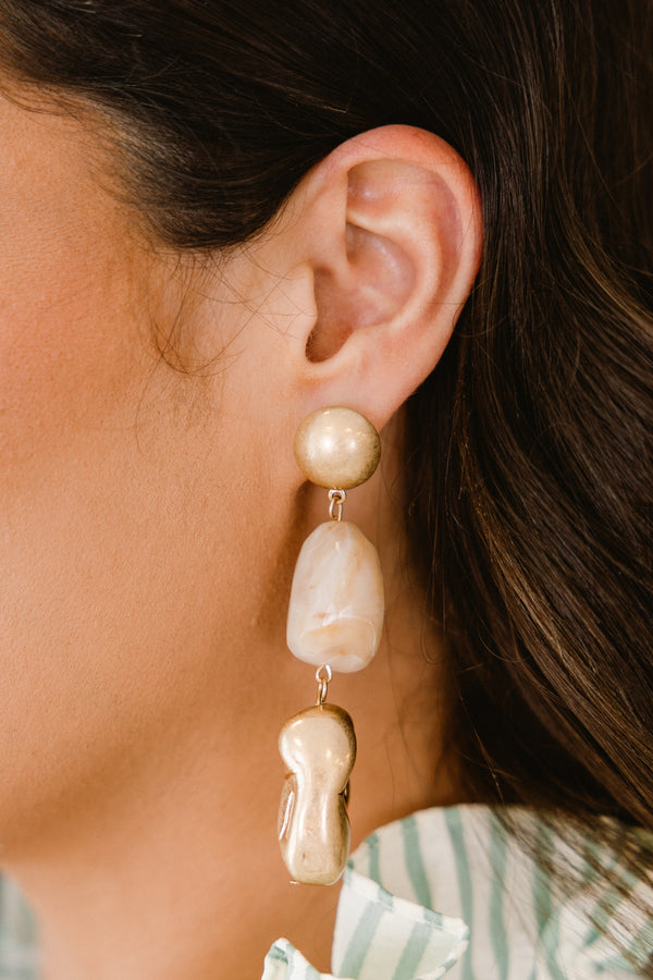 Chic Soul Plus size clothing, dangle earrings that have three various pearls following one another