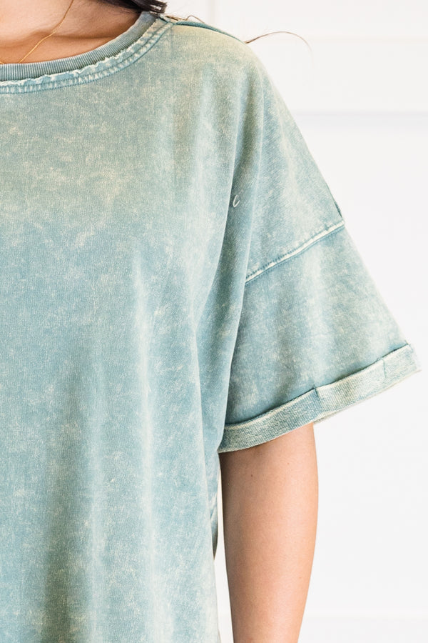 Chic Soul plus size clothing, ash blue short sleeve top