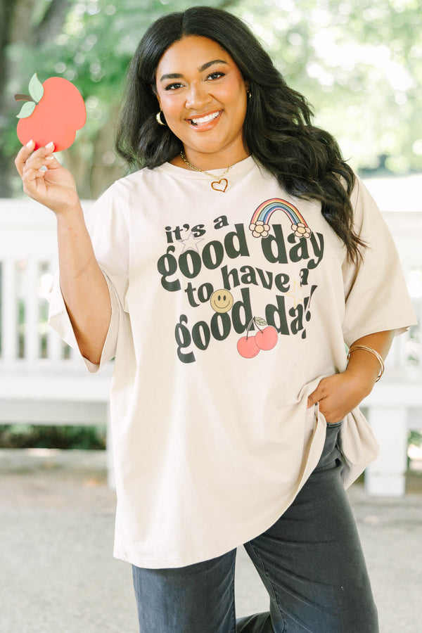 Plus Size light mocha boyfriend tee with 