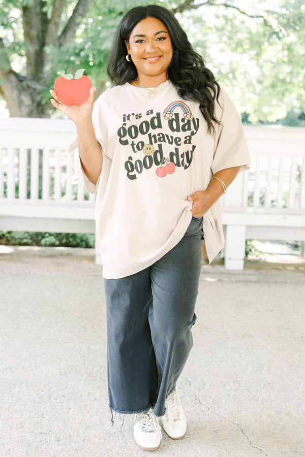 Plus Size light mocha boyfriend tee with 