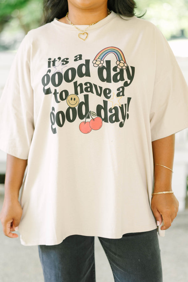 Plus Size light mocha boyfriend tee with 