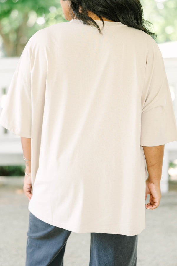 Plus Size light mocha boyfriend tee with 