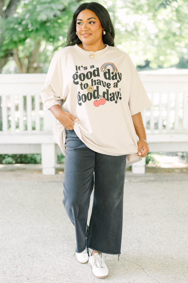 Plus Size light mocha boyfriend tee with 