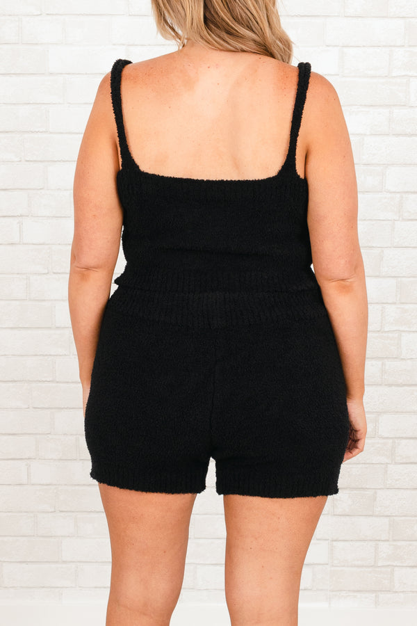 Chic Soul plus size clothing, black sherpa tank